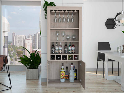 New York  Bar Cabinet, Five Bottle Cubbies, Two Open Shelves by FM FURNITURE