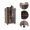 Vegas Bar Cart, Two Tier Cabinet With Glass Door, Six Cubbies For Liquor by FM FURNITURE