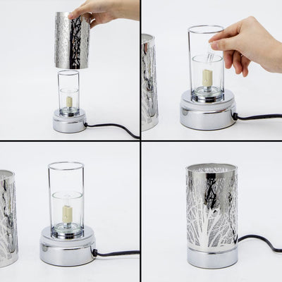 7" Touch lamp/Oil burner/Wax warmer-Silver Mountain Scene by Peterson Housewares & Artwares