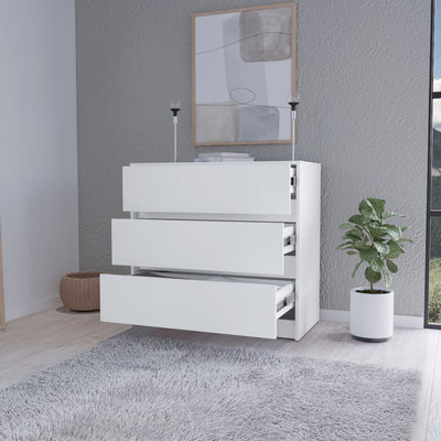Avra 3 Drawer Dresser, Manufactured Wood Top and Front Chest of Drawers by FM FURNITURE
