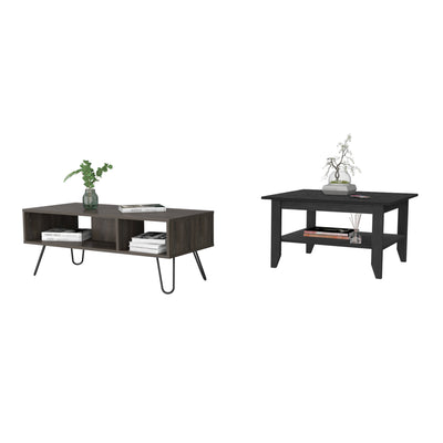 Bouse 2 Piece Living Room Set, Coffee Table + Coffee Table, Black Wengue/Espresso Finish by FM FURNITURE