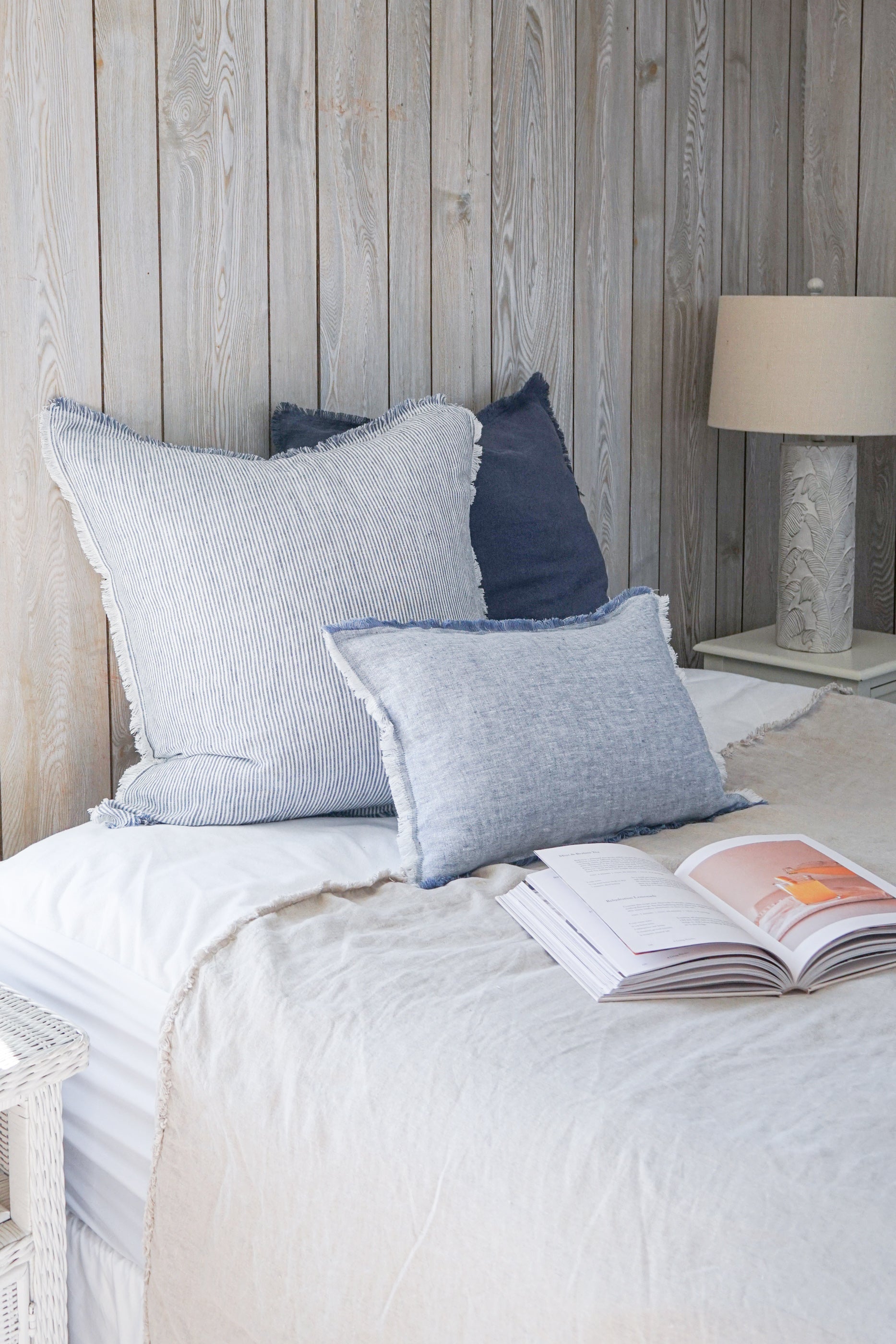 Chambray Blue So Soft Linen Pillows by Anaya