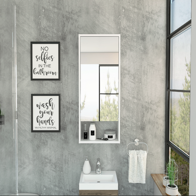 Modesto Medicine Cabinet, Open Shelf, Mirror With Two Interior Shelves by FM FURNITURE
