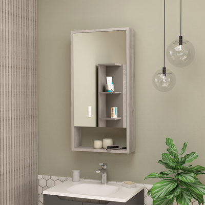 Modesto Medicine Cabinet, Open Shelf, Mirror With Two Interior Shelves by FM FURNITURE