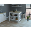 Brooklyn Antibacterial Surface Kitchen Island, Three Concealed Shelves