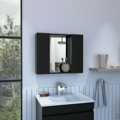 Draco Medicine Cabinet, Mirror, Double Door, One External Shelf by FM FURNITURE