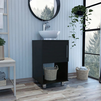 Malibu Single Bathroom Vanity, Single Door Cabinet, One Open Shelf by FM FURNITURE