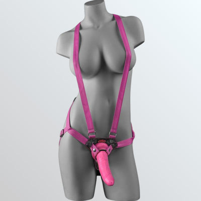 Dillio 7" Pink Strap-on Suspender Harness Set by Condomania.com