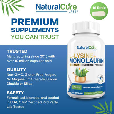 L-Lysine + Monolaurin 600mg by Natural Cure Labs
