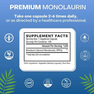 Premium Monolaurin 600mg by Natural Cure Labs