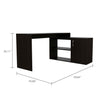 Dallas L-Shaped Home Office Desk, Two Shelves, One Drawer by FM FURNITURE