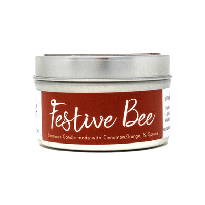 Beeswax Candle - Festive Bee (with Cinnamon, Orange & Spruce) by Sister Bees