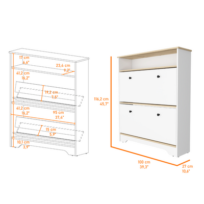 Brandford Shoe Rack, Superior Top, Two Shelves by FM FURNITURE