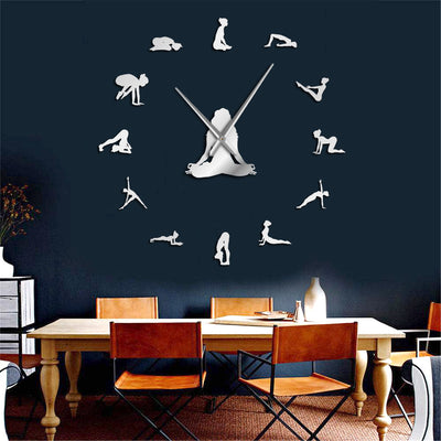 Yoga Poses DIY Giant Wall Clock | Find Your Balance Meditation Wall Art