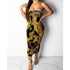 Gold Chain Print Backless Dress