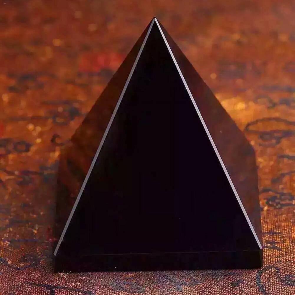 Natural Crystal Stone Obsidian Pyramid