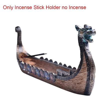 1PC Retro Dragon Boat Incense Holders Traditional Design Hand Carved w Sensor Hand Carver