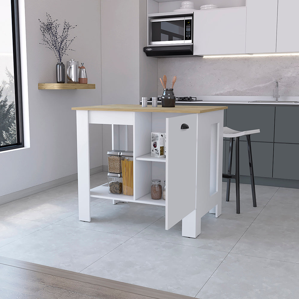 Lander Kitchen Island with Single Door and Lower Open Shelf by FM FURNITURE