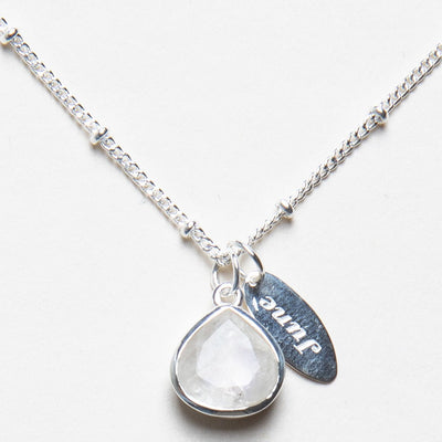 June Rainbow Moonstone Birthstone Necklace by Tiny Rituals