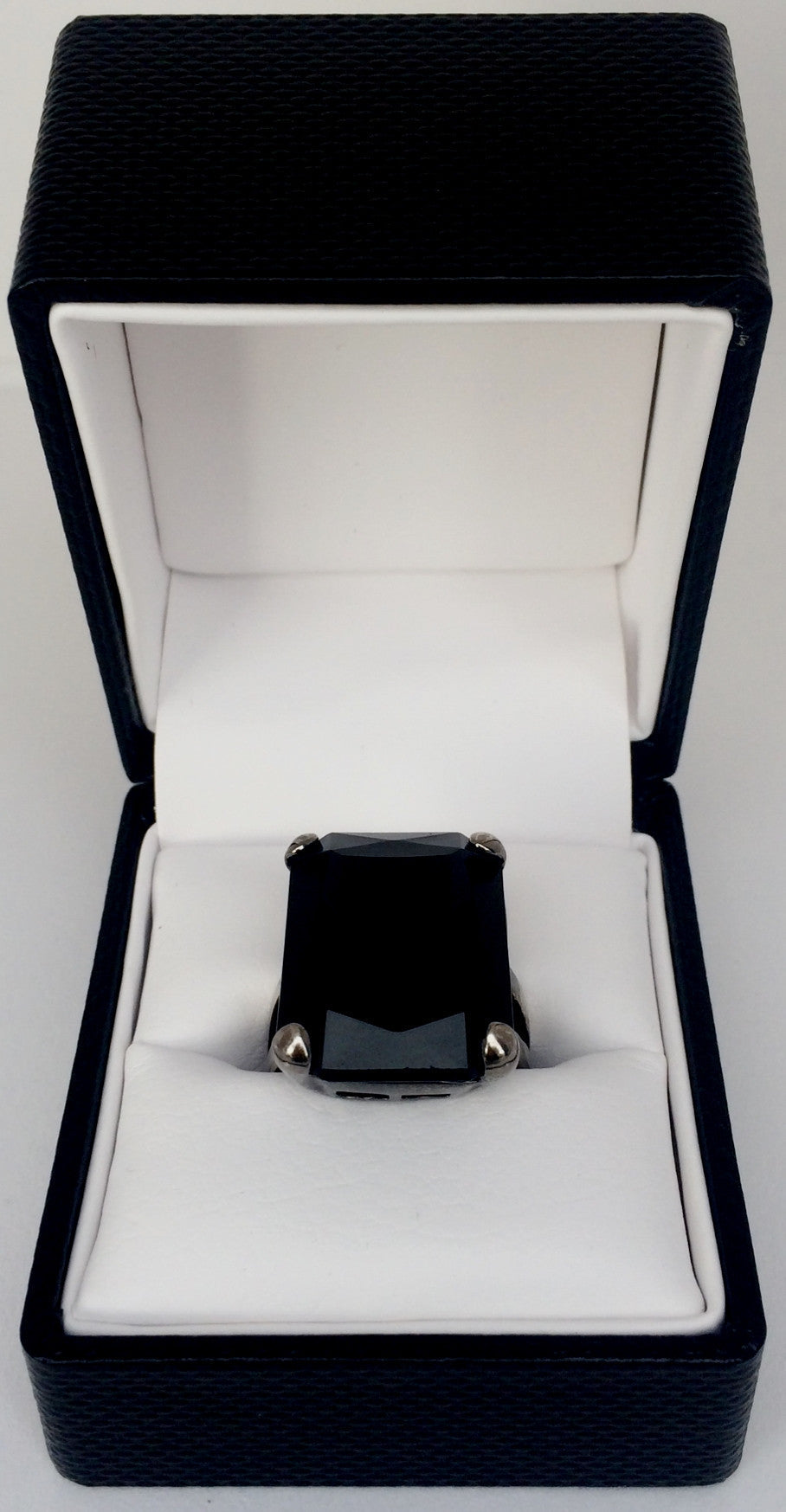 The Urban Charm Jet Black Crystal Silver Ring by Urban Charm Marketplace