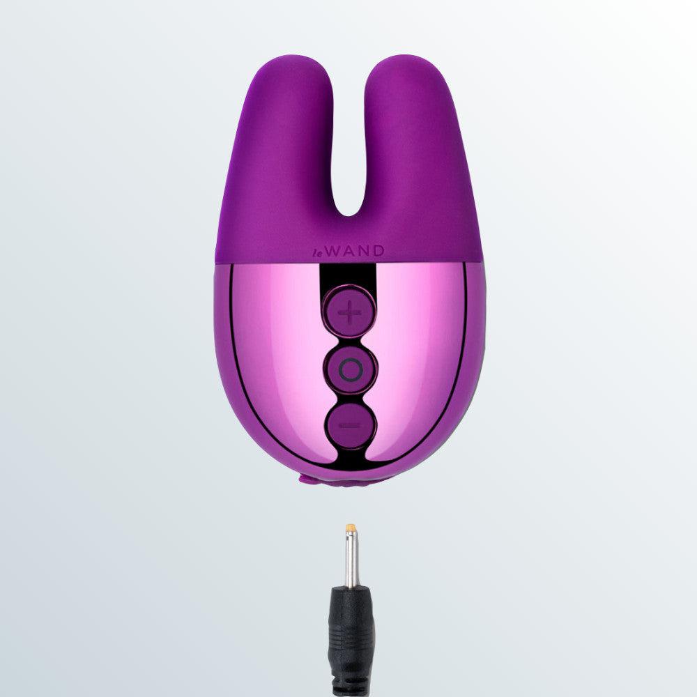 Le Wand Chrome Double Motor Vibrator - Dark Cherry by Condomania.com