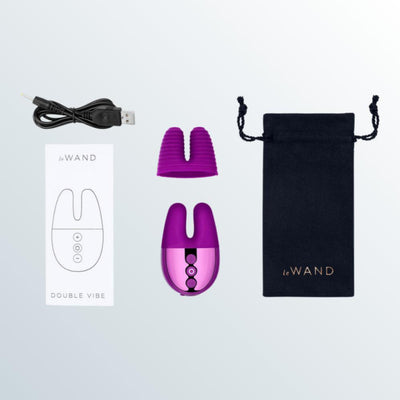 Le Wand Chrome Double Motor Vibrator - Dark Cherry by Condomania.com