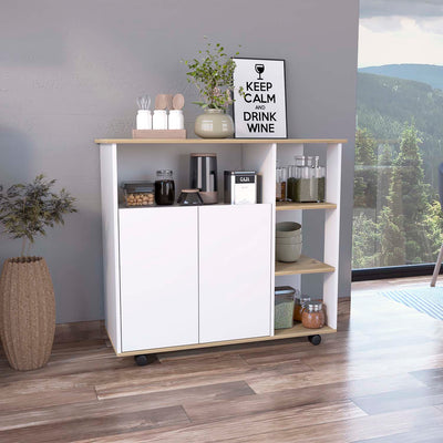 Serbia Kitchen Island, One Cabinet, Four Open Shelves by FM FURNITURE
