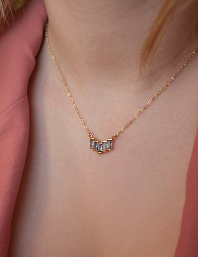 Doris Black Rutile Quartz Baguette Necklace by Capucinne Blue