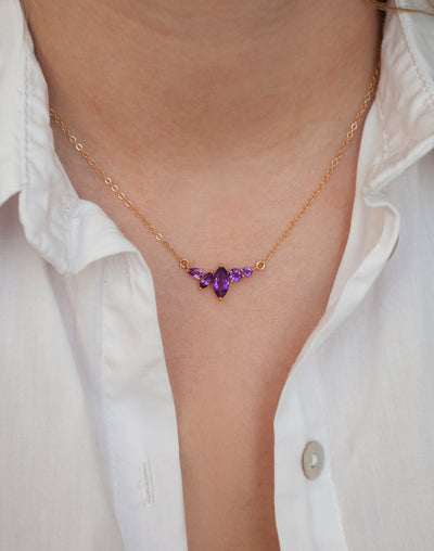 Adeline Amethyst Cluster Necklace by Capucinne Blue