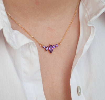 Adeline Amethyst Cluster Necklace by Capucinne Blue
