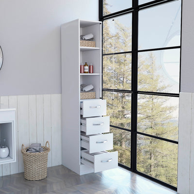 Preston Linen Cabinet, Three Interior Shelves, Three Drawers by FM FURNITURE