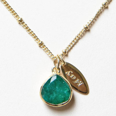 May Emerald Birthstone Necklace by Tiny Rituals