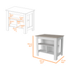 Brooklyn Antibacterial Surface Kitchen Island, Three Concealed Shelves