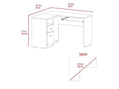 Raleigh L-Shaped Desk, Two Drawers, One Shelf, CPU Storage