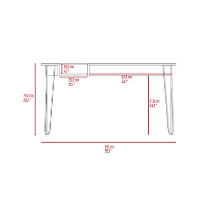 Kyoto 140 Writing Desk, Hairpin Legs, Open Shelf by FM FURNITURE