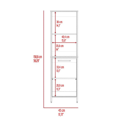 Danforth Pantry Cabinet, Single Door Cabinet, Four Shelves by FM FURNITURE