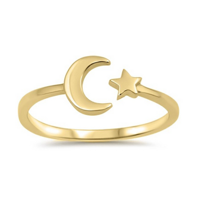 Moon + Star Ring Celestial Ring by Wicked Good Perfume