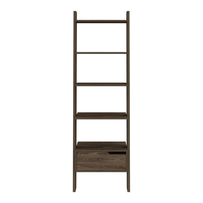 Hamburg Ladder Bookcase, Five Open Shelves, One Drawer by FM FURNITURE
