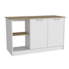 Carnation Kitchen Island, Two Cabinets, Four Open Shelves