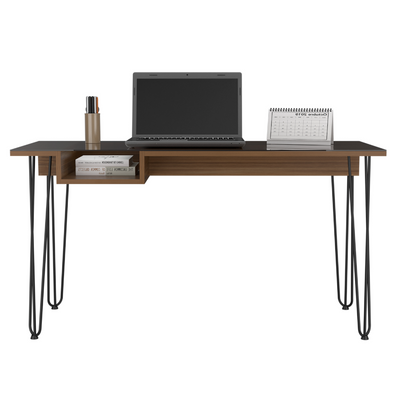 Kyoto 140 Writing Desk, Hairpin Legs, Open Shelf by FM FURNITURE