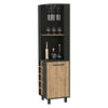 Leah Corner Bar Cabinet, Two Shelves, Ten Wine Cubbies, Single Door Cabinet, Two Interior Shelves