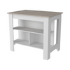 Brooklyn Antibacterial Surface Kitchen Island, Three Concealed Shelves