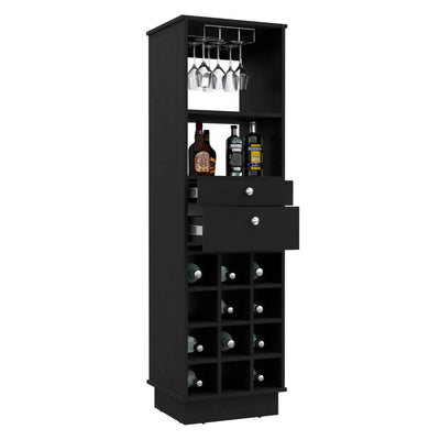 Hype Bar Cabinet, Twelve Wine Cubbies, Two Drawers, One Shelf by FM FURNITURE