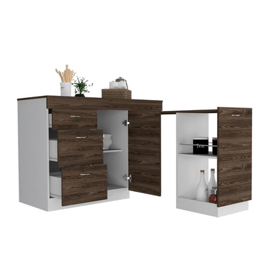 Joliet Kitchen Base Cabinet, Three Drawers, Two Interior Shelves, One Flexible Cabinet by FM FURNITURE