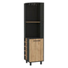 Leah Corner Bar Cabinet, Two Shelves, Ten Wine Cubbies, Single Door Cabinet, Two Interior Shelves