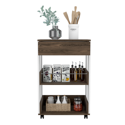 Dundee Kitchen Cart, One Drawer, Two Open Shelves by FM FURNITURE