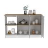 Carnation Kitchen Island, Two Cabinets, Four Open Shelves