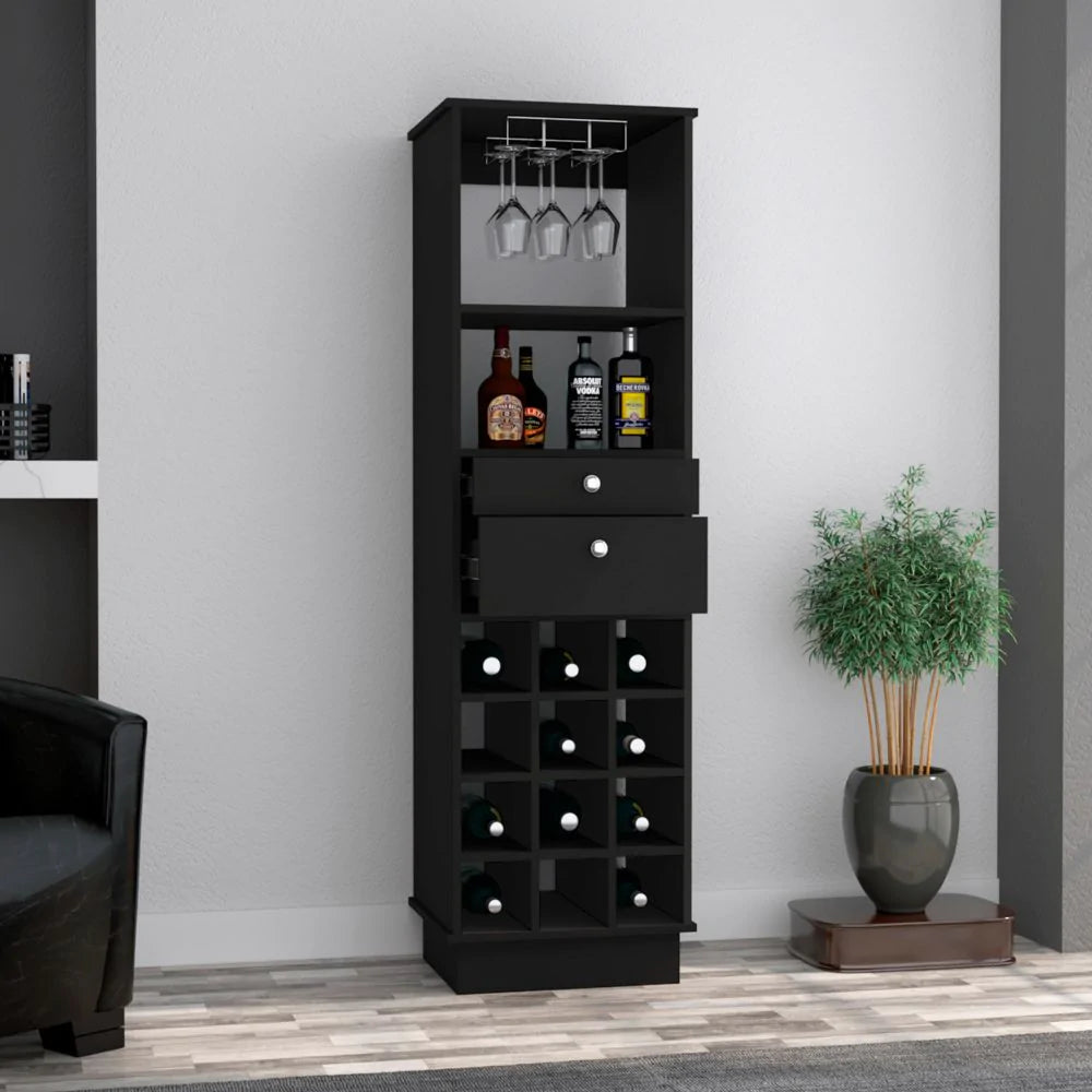 Hype Bar Cabinet, Twelve Wine Cubbies, Two Drawers, One Shelf by FM FURNITURE