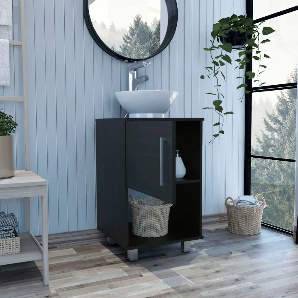 Malibu Single Bathroom Vanity, Single Door Cabinet, One Open Shelf by FM FURNITURE