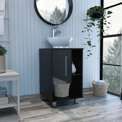 Malibu Single Bathroom Vanity, Single Door Cabinet, One Open Shelf by FM FURNITURE